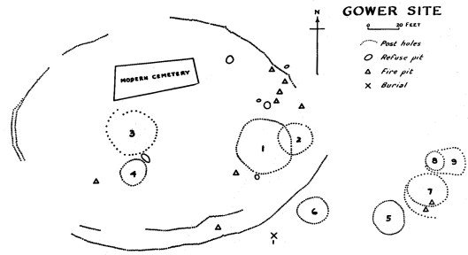 Map of the Gower site, drawn by Edgar Augustine in 1941.
